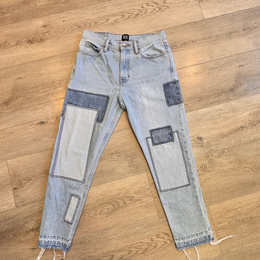 BDG Urban Outfitters Dad Jeans Slim Taper Fit‎ Patchwork Light Wash 30x30